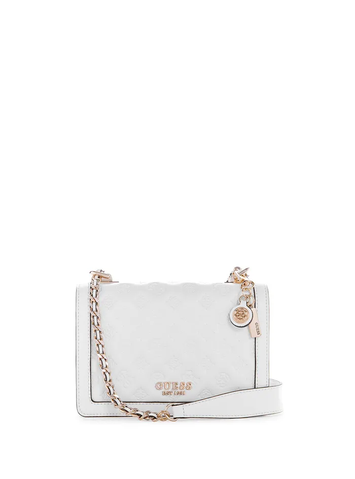 Women Half Flap GUESS White Abey Crossbody Bag