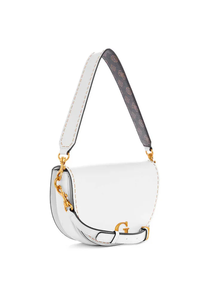 Women Half Flap GUESS White Danna Saddle Bag