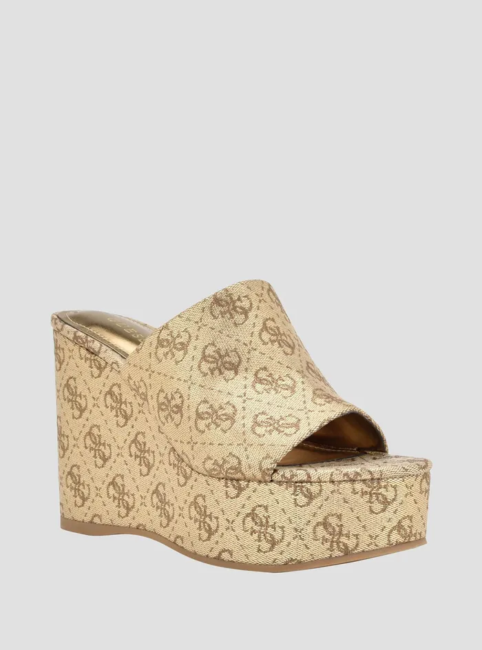 Women Heels GUESS Gold Logo Yenise Wedge Heels