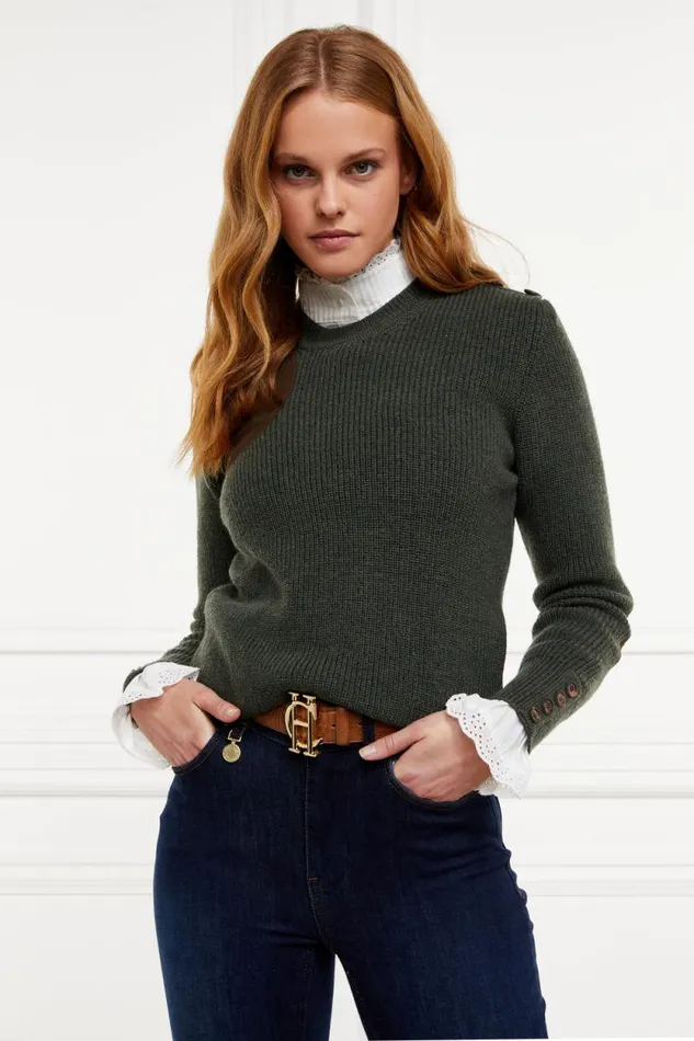 Women Heritage Crew Neck Knit Forest Marl Holland Cooper Knitwear Women Heritage Crew Neck Knit Forest Marl Holland Cooper Knitwear