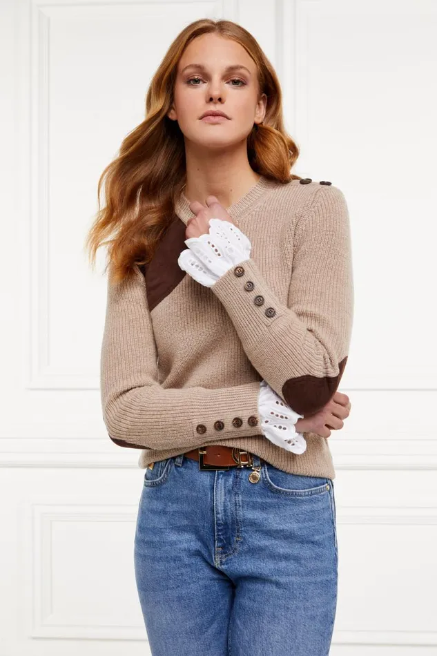 Women Heritage Crew Neck Knit Latte Marl Holland Cooper Knitwear