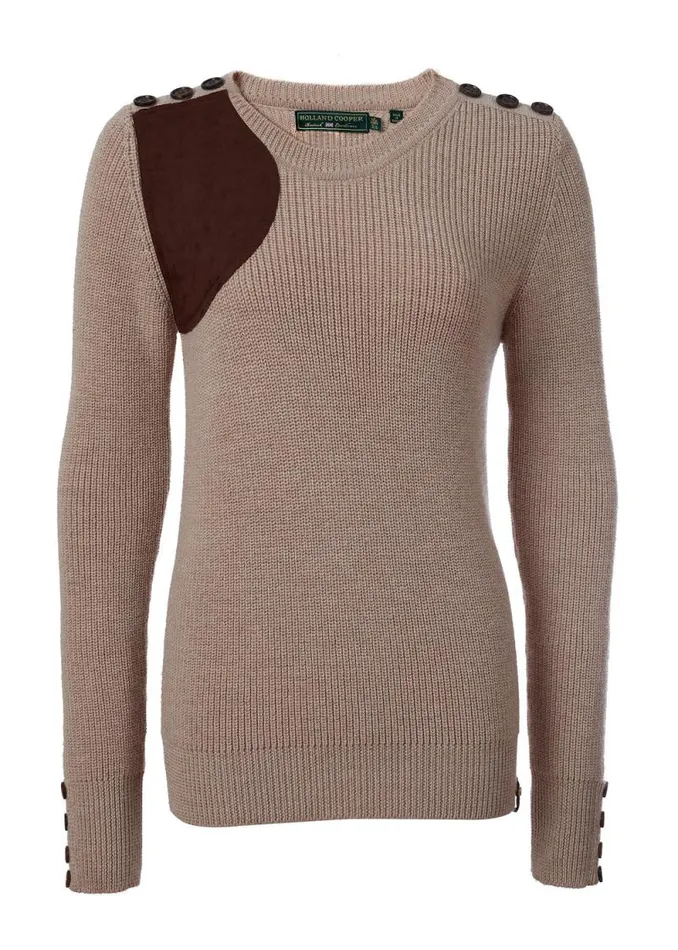 Women Heritage Crew Neck Knit Latte Marl Holland Cooper Knitwear