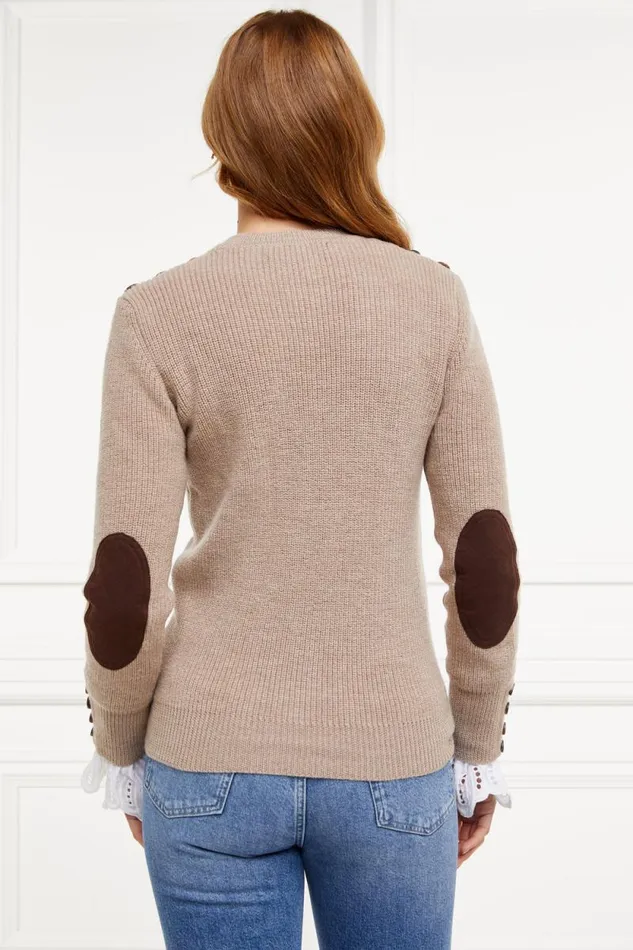 Women Heritage Crew Neck Knit Latte Marl Holland Cooper Knitwear