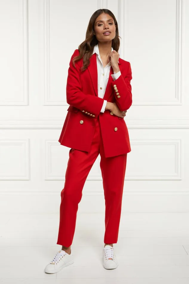 Women High Waisted Peg Trouser Red Barathea Holland Cooper Trousers