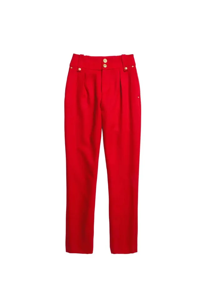 Women High Waisted Peg Trouser Red Barathea Holland Cooper Trousers Women High Waisted Peg Trouser Red Barathea Holland Cooper Trousers