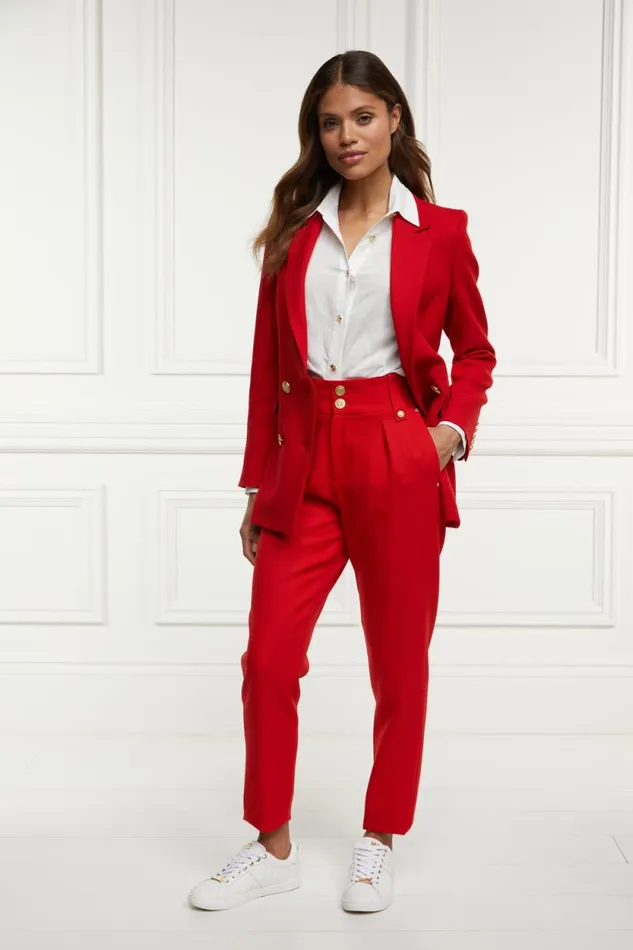 Women High Waisted Peg Trouser Red Barathea Holland Cooper Trousers Women High Waisted Peg Trouser Red Barathea Holland Cooper Trousers