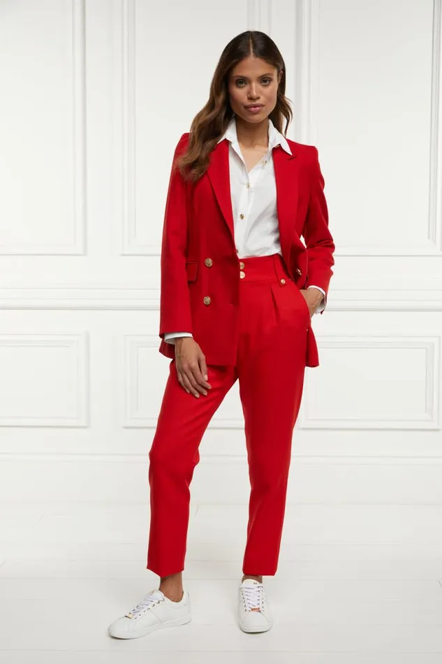 Women High Waisted Peg Trouser Red Barathea Holland Cooper Trousers Women High Waisted Peg Trouser Red Barathea Holland Cooper Trousers