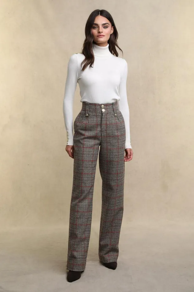 Women High Waisted Straight Trouser Orange Windsor Holland Cooper Tailoring