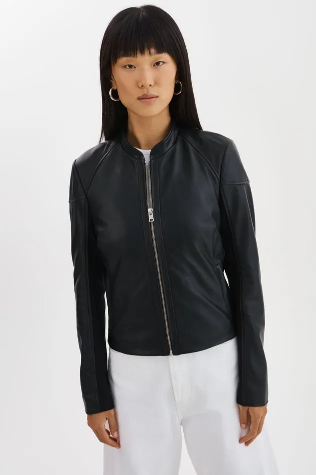 Women HIRA Fitted Leather Jacket Black LAMARQUE Leather Jackets