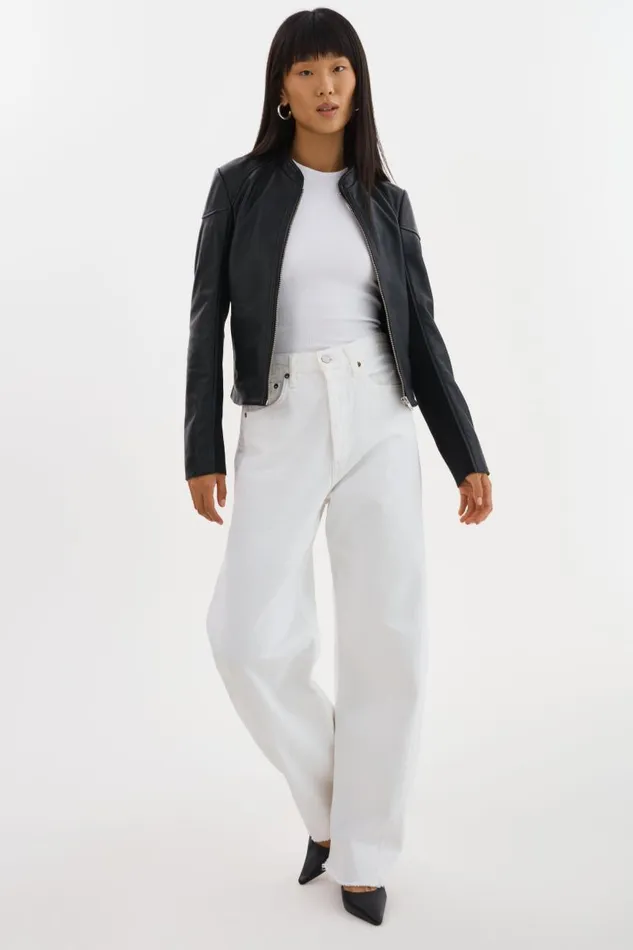 Women HIRA Fitted Leather Jacket Black LAMARQUE Leather Jackets