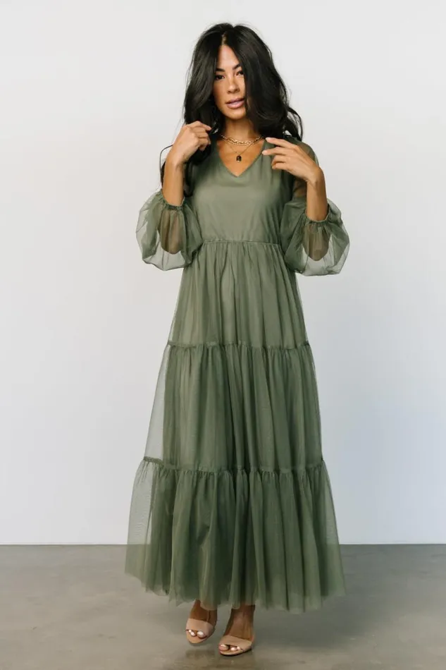 Women Hoffman Tulle Maxi Dress Olive Baltic Born The Guest Edit