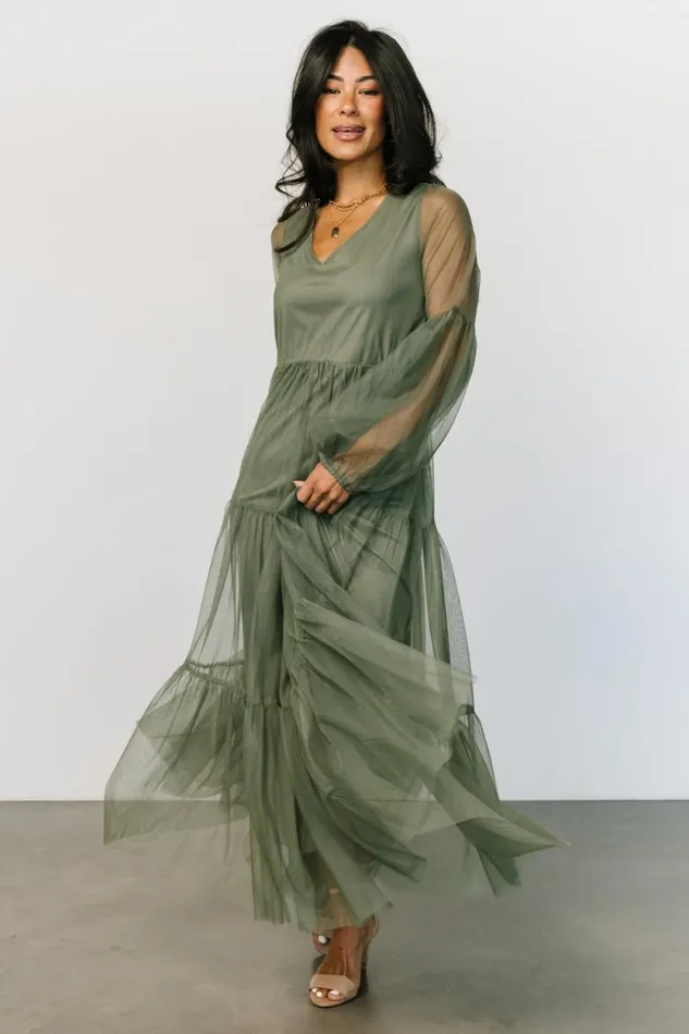 Women Hoffman Tulle Maxi Dress Olive Baltic Born The Guest Edit Women Hoffman Tulle Maxi Dress Olive Baltic Born The Guest Edit