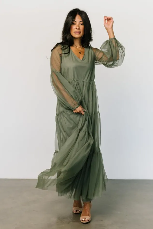 Women Hoffman Tulle Maxi Dress Olive Baltic Born The Guest Edit Women Hoffman Tulle Maxi Dress Olive Baltic Born The Guest Edit
