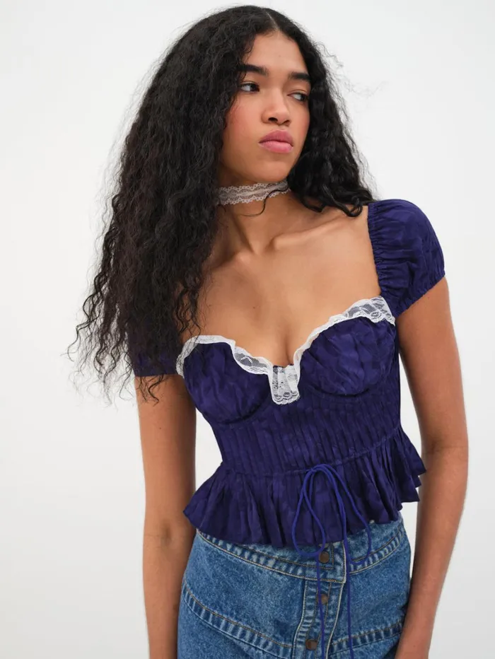 Women Holland Top Blue For Love and Lemons Tops