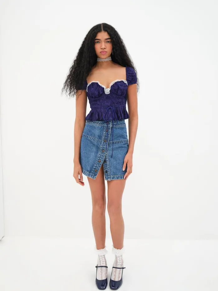 Women Holland Top Blue For Love and Lemons Tops