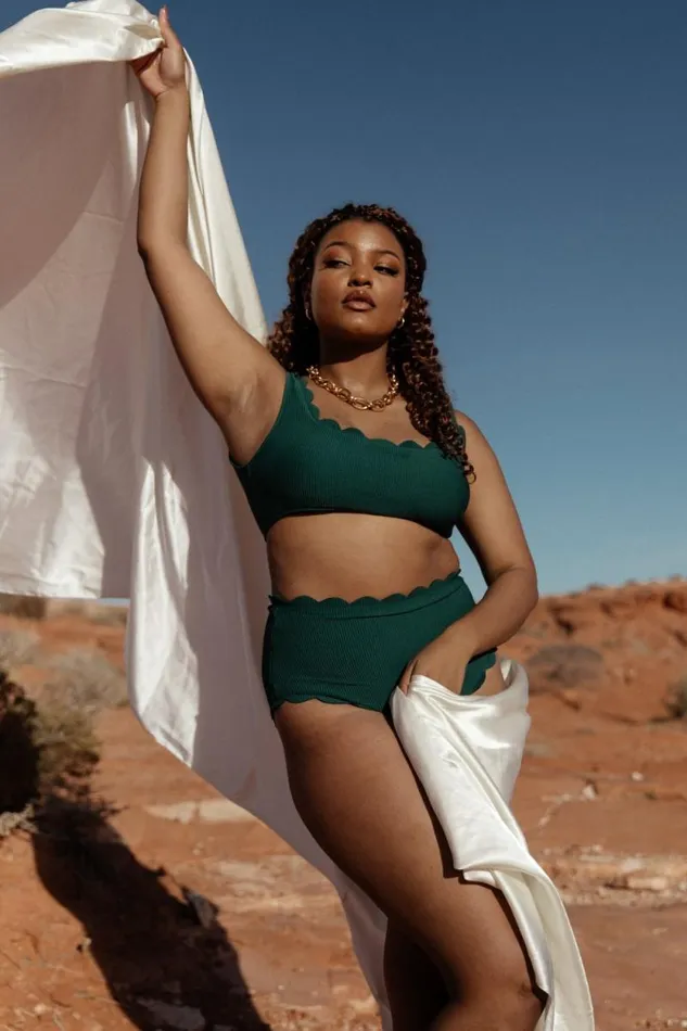 Women Honolulu High Waist Bikini Bottom Green Baltic Born Bikini