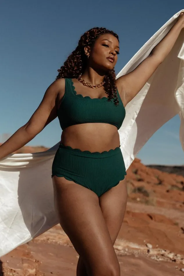 Women Honolulu High Waist Bikini Bottom Green Baltic Born Bikini