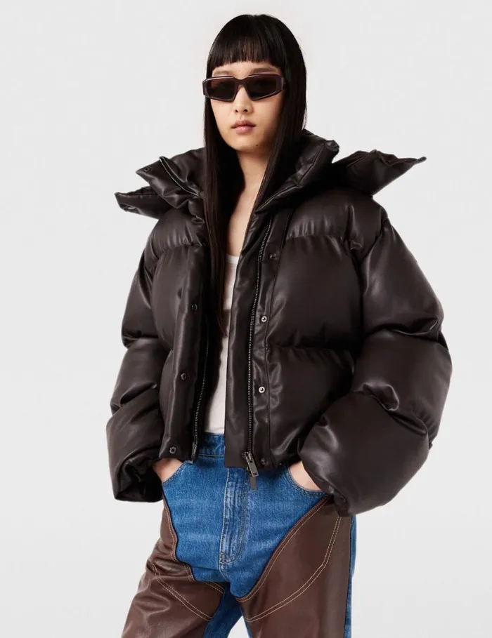 Women Hooded Alter Mat Puffer Jacket Dark Chocolate Brown Stella McCartney Coats And Jackets