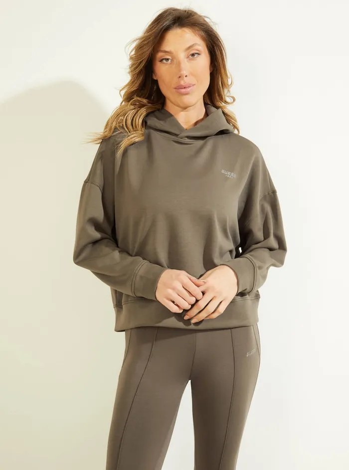 Women Hoodies GUESS Eco Brown Christi Active Hoodie Jumper