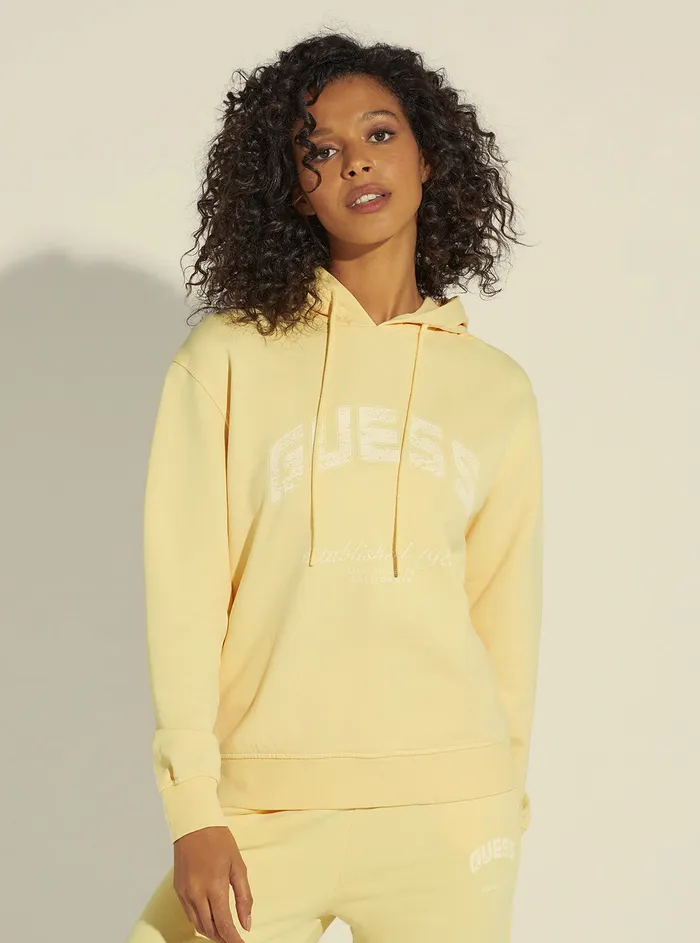 Women Hoodies GUESS Yellow Bryony Active Logo Hoodie Jumper