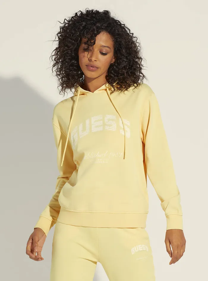 Women Hoodies GUESS Yellow Bryony Active Logo Hoodie Jumper Women Hoodies GUESS Yellow Bryony Active Logo Hoodie Jumper