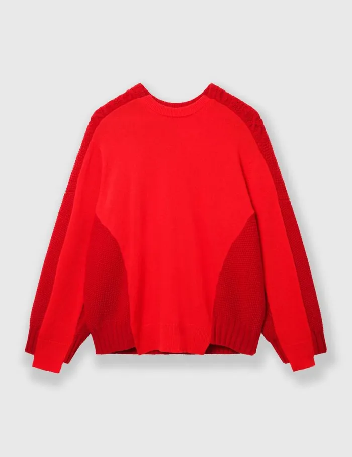 Women Hybrid Crewneck Sweater Red Stella McCartney Knitwear