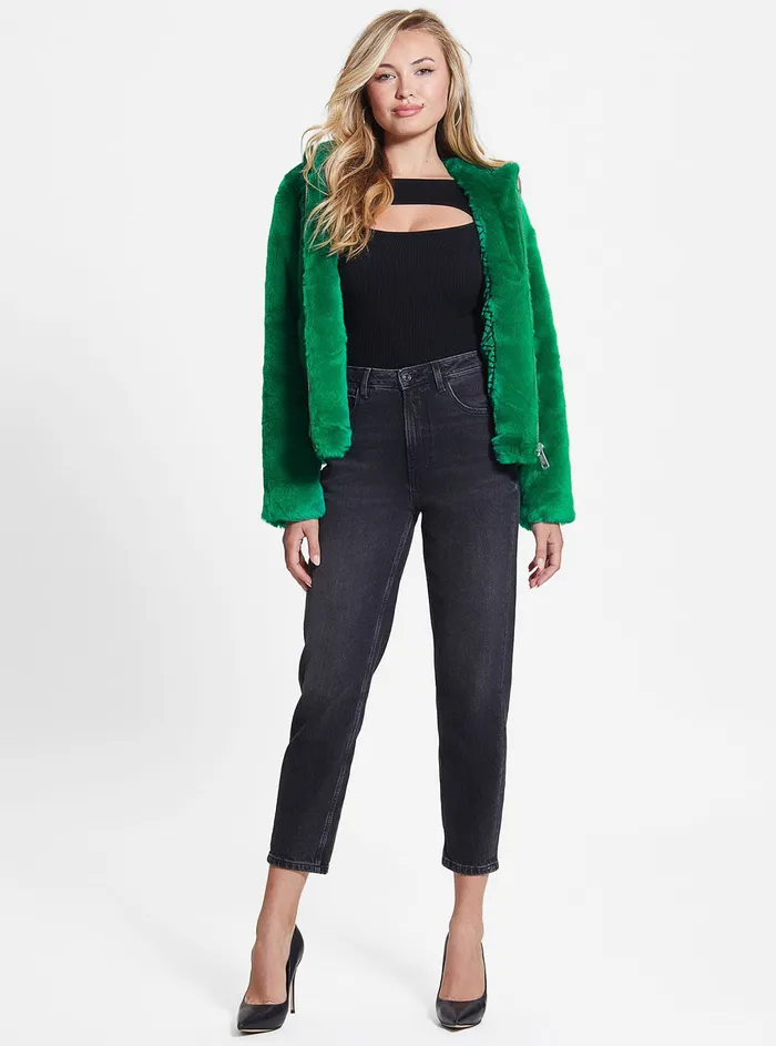 Women Jackets and Coats GUESS Valley Green Dafne Faux Fur Jacket Women Jackets and Coats GUESS Valley Green Dafne Faux Fur Jacket