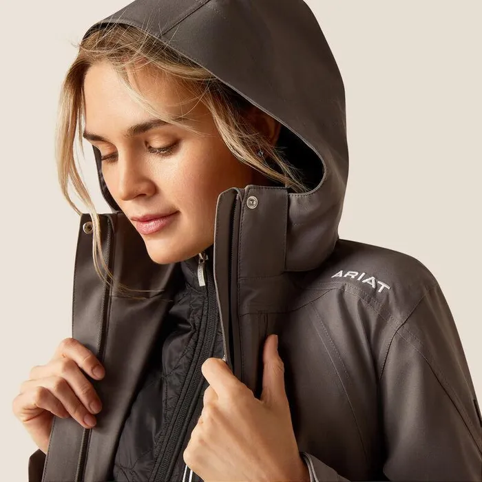 Women Jackets and Vests Ariat Coastal Waterproof Jacket Plum Grey Women Jackets and Vests Ariat Coastal Waterproof Jacket Plum Grey