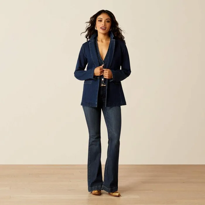 Women Jackets and Vests Ariat Denim Blazer Midnight Women Jackets and Vests Ariat Denim Blazer Midnight