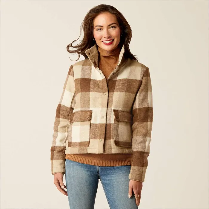 Women Jackets and Vests Ariat Marland Jacket Camel Buffalo Plaid