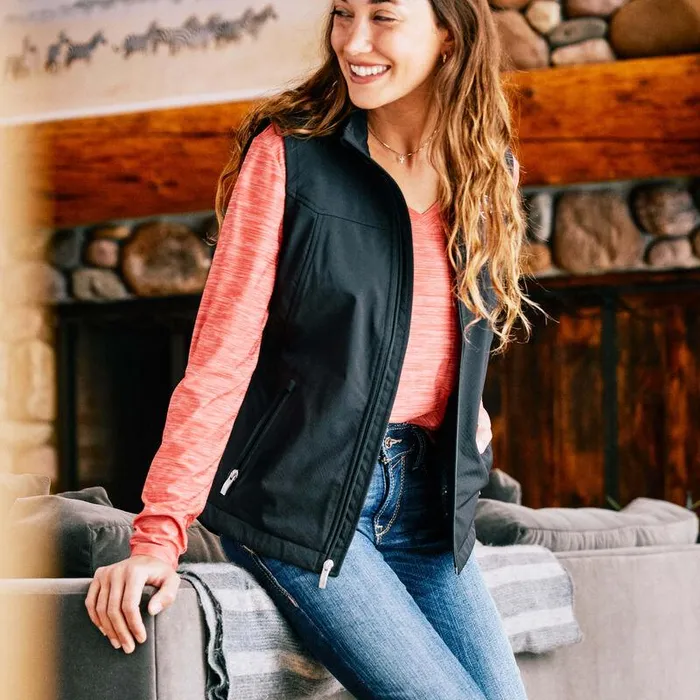 Women Jackets and Vests Ariat New Team Softshell Vest Black Women Jackets and Vests Ariat New Team Softshell Vest Black