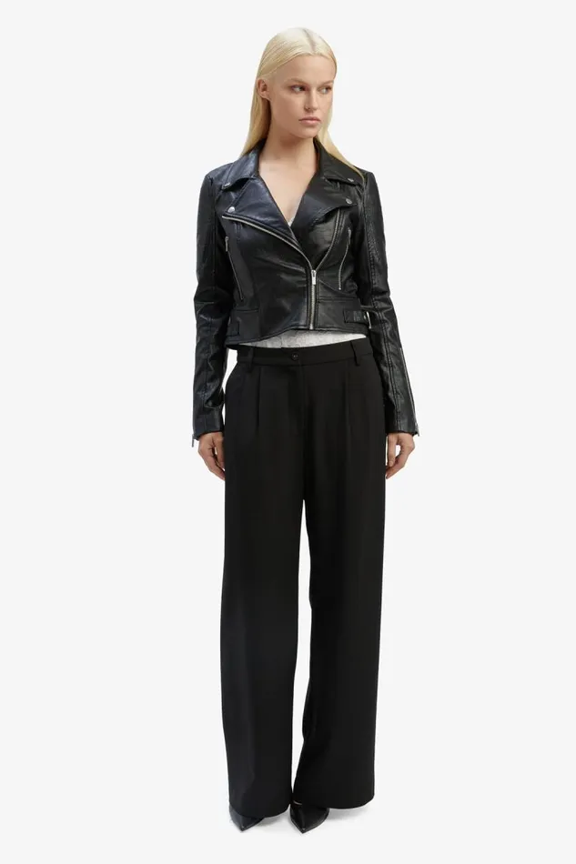 Women Jackets Bardot Kora Vegan Leather Biker Jacket In Black Black