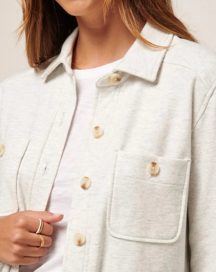 Women Jackets TravisMathew CLOUD FLEECE SHACKET Heather Light Grey Women Jackets TravisMathew CLOUD FLEECE SHACKET Heather Light Grey