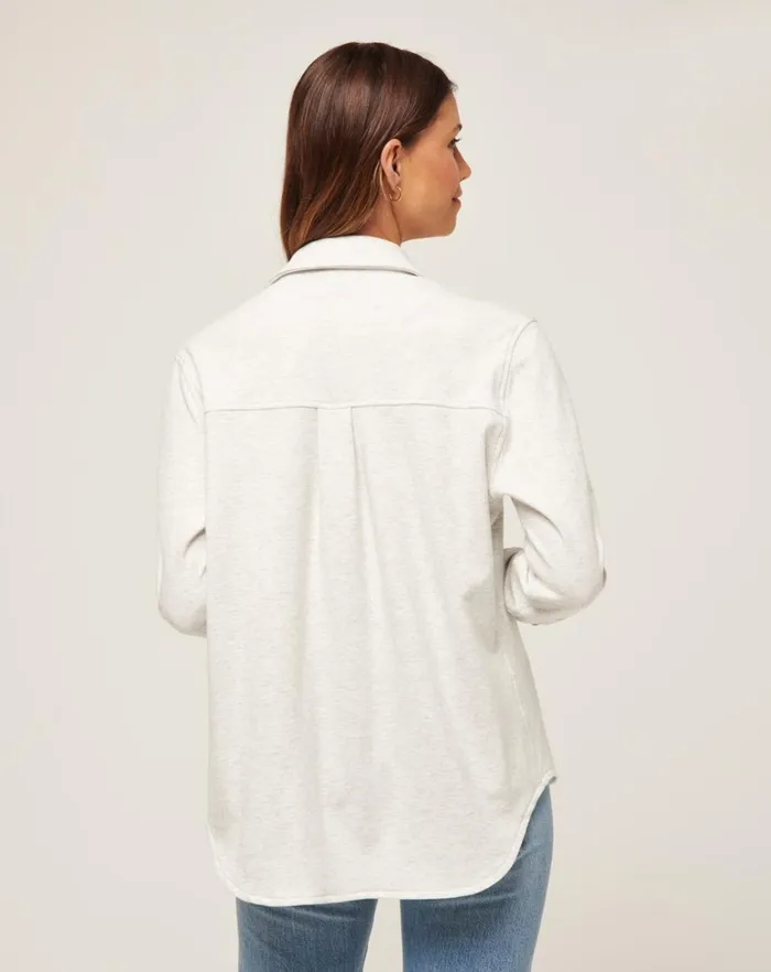 Women Jackets TravisMathew CLOUD FLEECE SHACKET Heather Light Grey Women Jackets TravisMathew CLOUD FLEECE SHACKET Heather Light Grey