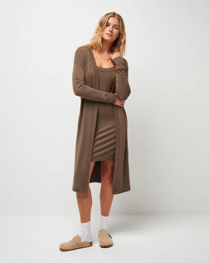 Women Jackets TravisMathew RESORT USE CLOUD DUSTER Heather Cocoa Brown Women Jackets TravisMathew RESORT USE CLOUD DUSTER Heather Cocoa Brown