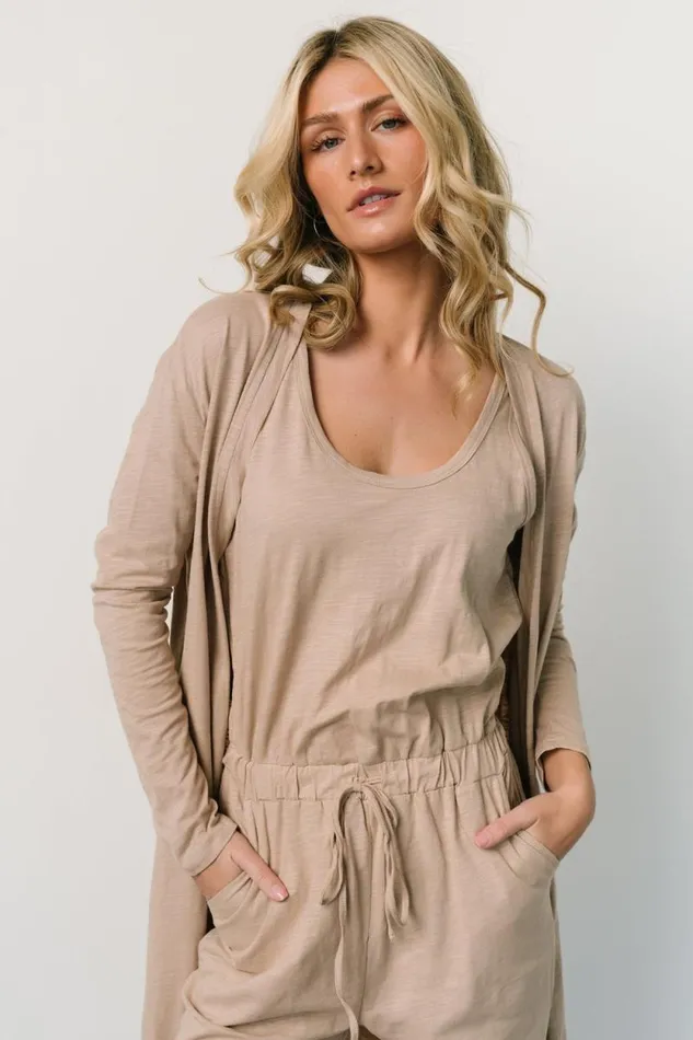 Women Janae Jumpsuit Cardigan Set Oatmeal Baltic Born Jumpsuits and Rompers