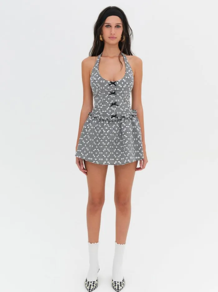 Women Janice Halter Mini Dress Black For Love and Lemons Dresses