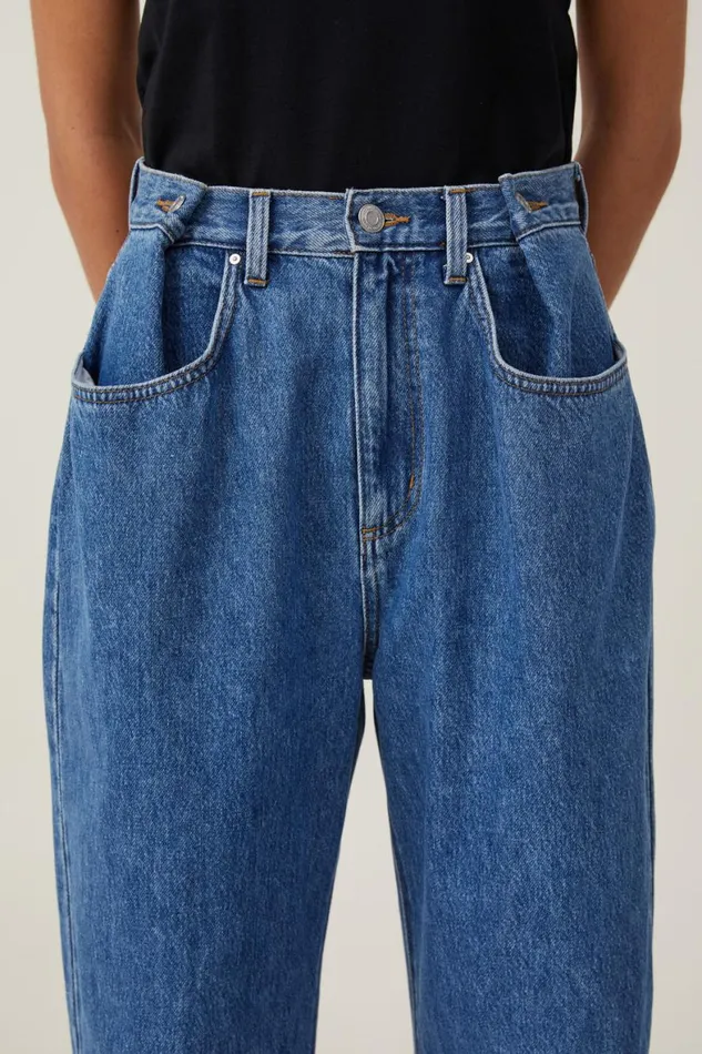 Women Jeans Cotton On Adjustable Wide Jean Sea Blue