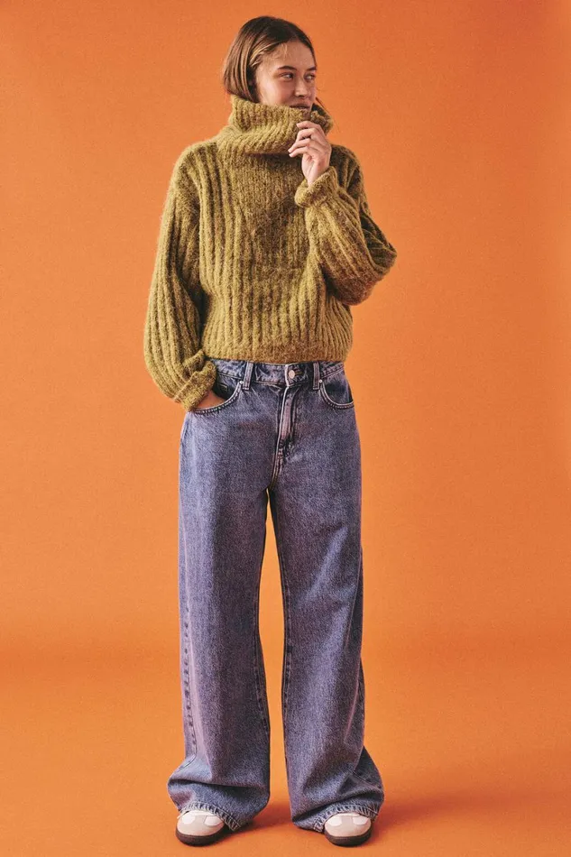 Women Jeans Cotton On Relaxed Wide Leg Jean Sea Blue