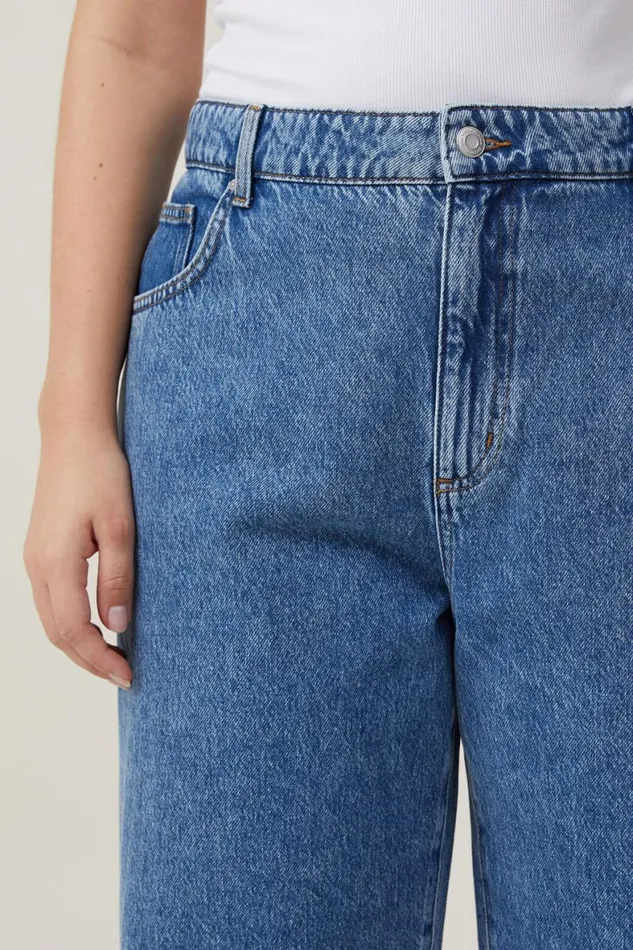 Women Jeans Cotton On Relaxed Wide Leg Jean Sea Blue