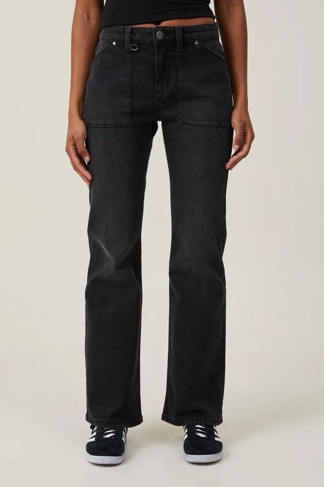 Women Jeans Cotton On Stretch Bootcut Flare Jean Black Pepperutility