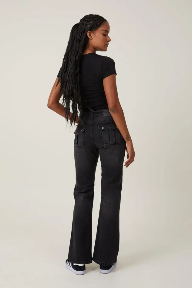 Women Jeans Cotton On Stretch Bootcut Flare Jean Black Pepperutility