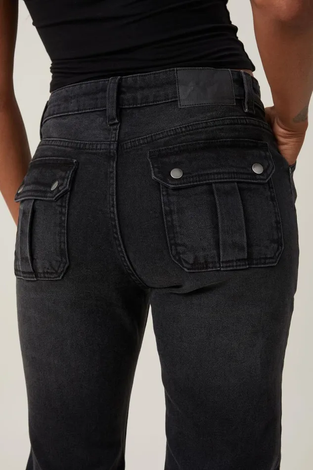 Women Jeans Cotton On Stretch Bootcut Flare Jean Black Pepperutility