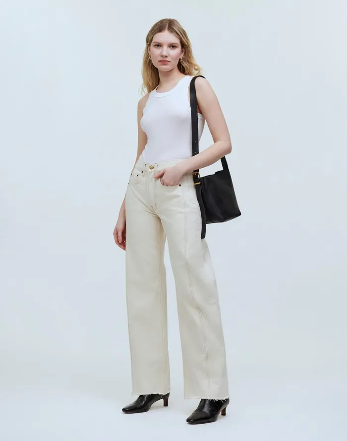 Women Jeans Madewell B Sides Relaxed Lasso Cuffed Jeans Clair Rinse