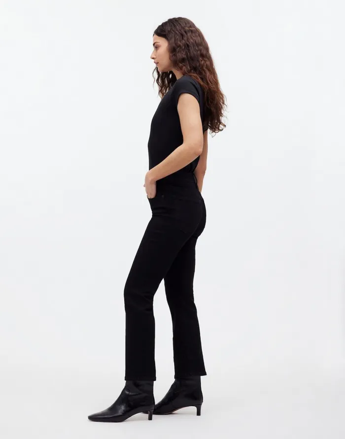 Women Jeans Madewell Kick Out Crop Jeans Black Rinse Wash