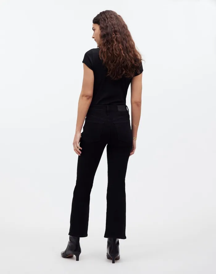 Women Jeans Madewell Kick Out Crop Jeans Black Rinse Wash