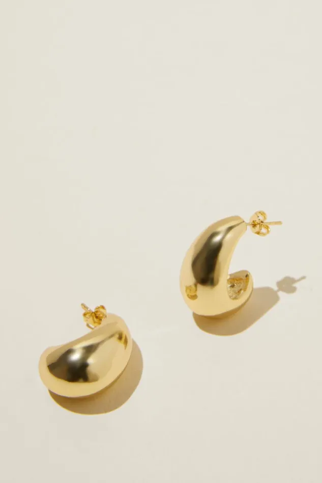Women Jewelry Cotton On Mid Charm Earring Gold Plated Tear Drop Stud