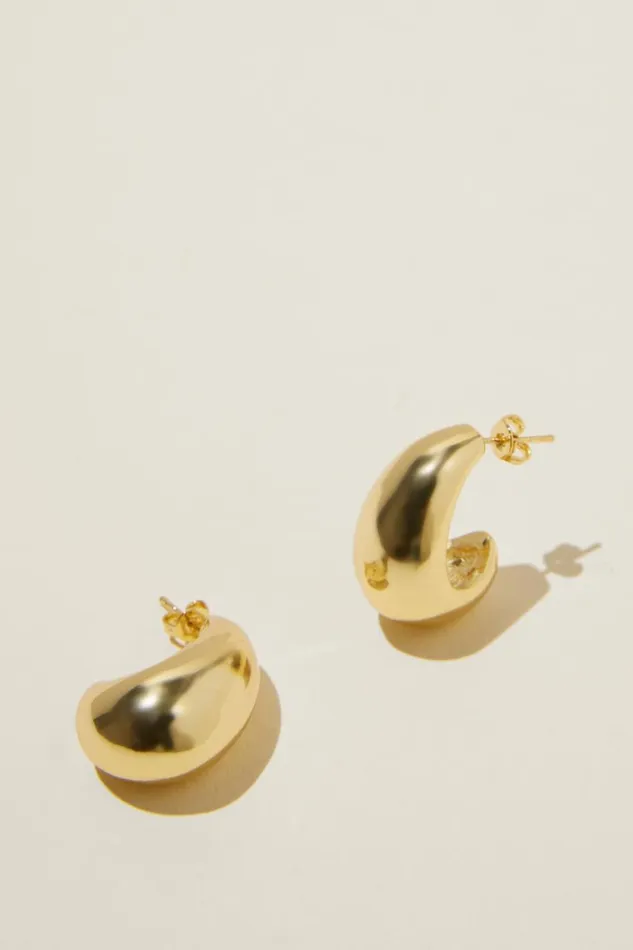 Women Jewelry Cotton On Mid Charm Earring Gold Plated Tear Drop Stud