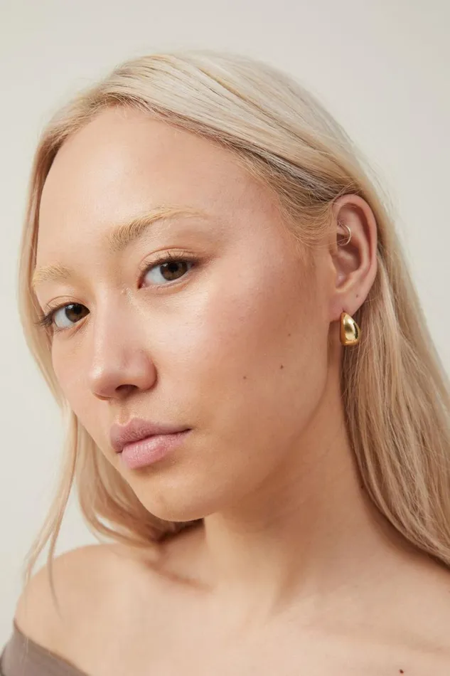 Women Jewelry Cotton On Small Charm Earring Gold Plated Tear Drop Stud