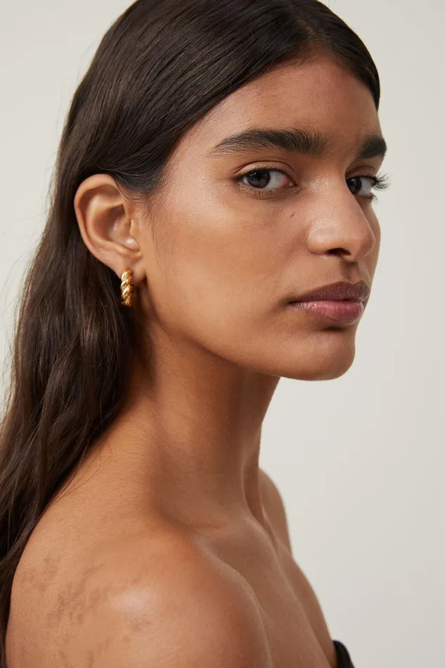 Women Jewelry Cotton On Waterproof Large Hoop Earring Gold Plated Twist